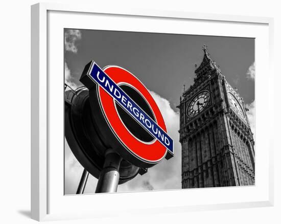 Big Ben and Westminster Station Underground - Subway Station Sign - City of London - UK - England-Philippe Hugonnard-Framed Photographic Print