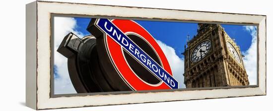 Big Ben and Westminster Station Underground - Subway Station Sign - City of London - UK - England-Philippe Hugonnard-Framed Premier Image Canvas