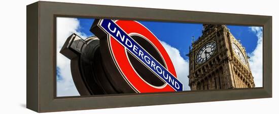 Big Ben and Westminster Station Underground - Subway Station Sign - City of London - UK - England-Philippe Hugonnard-Framed Premier Image Canvas