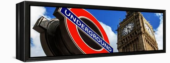 Big Ben and Westminster Station Underground - Subway Station Sign - City of London - UK - England-Philippe Hugonnard-Framed Premier Image Canvas