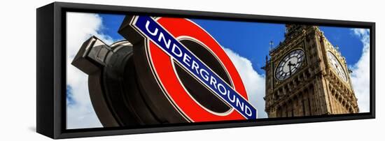 Big Ben and Westminster Station Underground - Subway Station Sign - City of London - UK - England-Philippe Hugonnard-Framed Premier Image Canvas