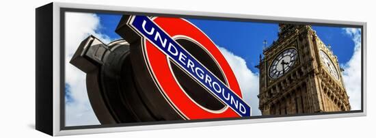 Big Ben and Westminster Station Underground - Subway Station Sign - City of London - UK - England-Philippe Hugonnard-Framed Premier Image Canvas