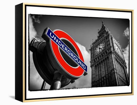 Big Ben and Westminster Station Underground - Subway Station Sign - City of London - UK - England-Philippe Hugonnard-Framed Premier Image Canvas