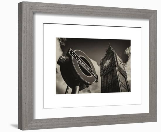 Big Ben and Westminster Station Underground - Subway Station Sign - City of London - UK - England-Philippe Hugonnard-Framed Art Print