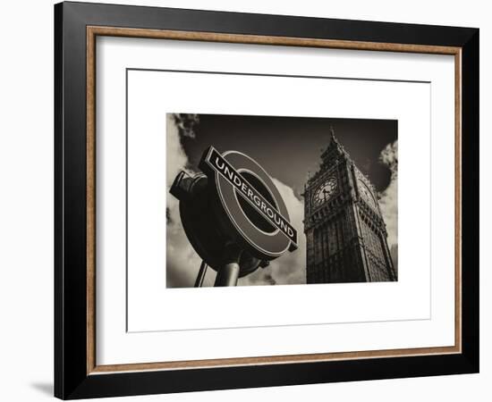 Big Ben and Westminster Station Underground - Subway Station Sign - City of London - UK - England-Philippe Hugonnard-Framed Art Print