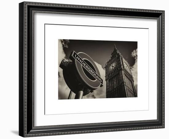 Big Ben and Westminster Station Underground - Subway Station Sign - City of London - UK - England-Philippe Hugonnard-Framed Art Print