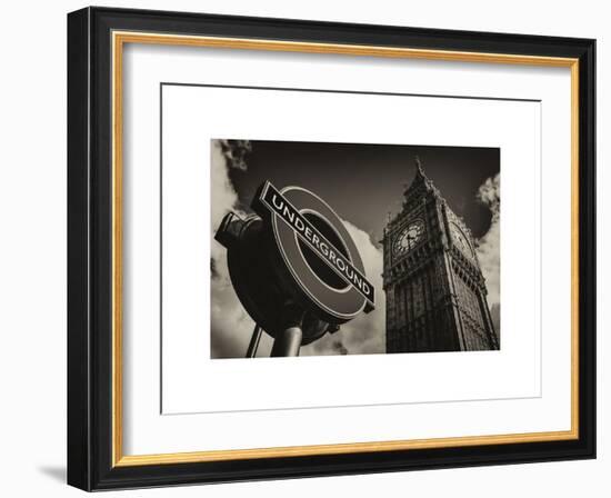 Big Ben and Westminster Station Underground - Subway Station Sign - City of London - UK - England-Philippe Hugonnard-Framed Art Print