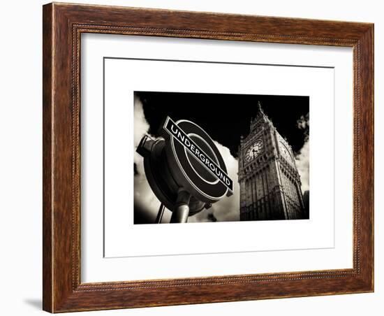 Big Ben and Westminster Station Underground - Subway Station Sign - City of London - UK - England-Philippe Hugonnard-Framed Art Print