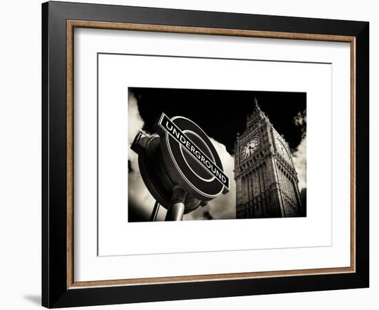 Big Ben and Westminster Station Underground - Subway Station Sign - City of London - UK - England-Philippe Hugonnard-Framed Art Print