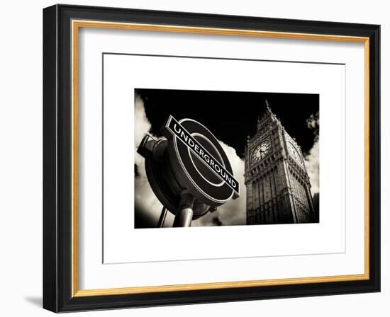 Big Ben and Westminster Station Underground - Subway Station Sign - City of London - UK - England-Philippe Hugonnard-Framed Art Print