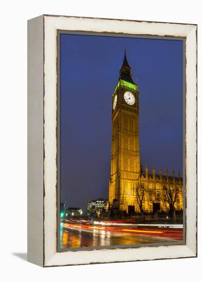 Big Ben at Dusk, London, England, United Kingdom-Charles Bowman-Framed Premier Image Canvas