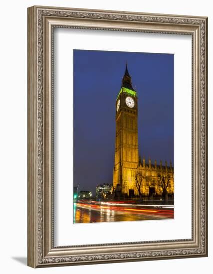 Big Ben at Dusk, London, England, United Kingdom-Charles Bowman-Framed Photographic Print