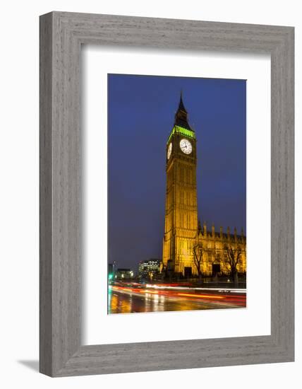 Big Ben at Dusk, London, England, United Kingdom-Charles Bowman-Framed Photographic Print