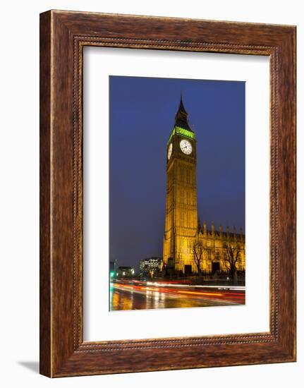 Big Ben at Dusk, London, England, United Kingdom-Charles Bowman-Framed Photographic Print