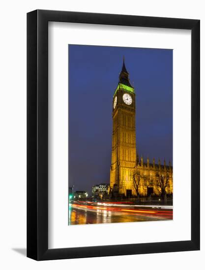 Big Ben at Dusk, London, England, United Kingdom-Charles Bowman-Framed Photographic Print