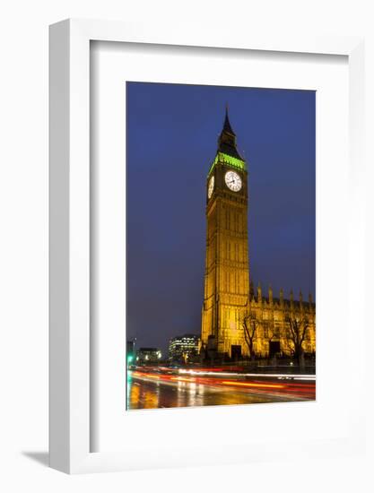 Big Ben at Dusk, London, England, United Kingdom-Charles Bowman-Framed Photographic Print