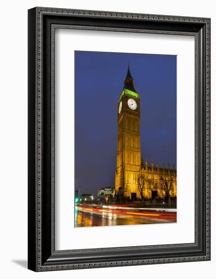 Big Ben at Dusk, London, England, United Kingdom-Charles Bowman-Framed Photographic Print