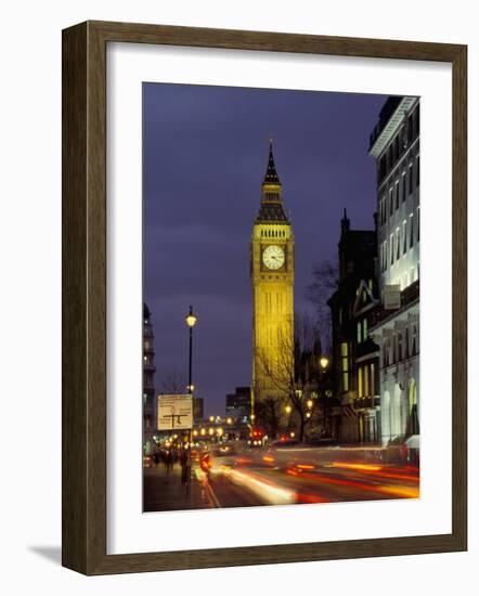 Big Ben at night with traffic, London, England-Alan Klehr-Framed Photographic Print