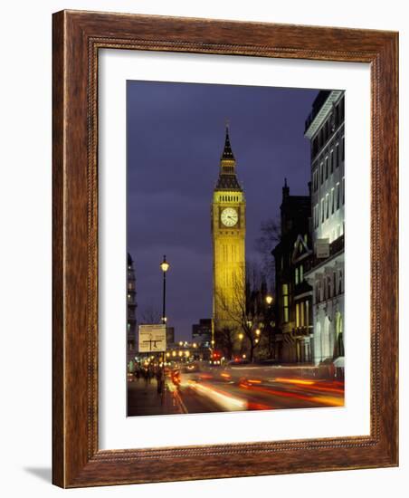 Big Ben at night with traffic, London, England-Alan Klehr-Framed Photographic Print