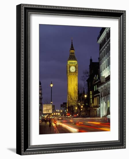 Big Ben at night with traffic, London, England-Alan Klehr-Framed Photographic Print