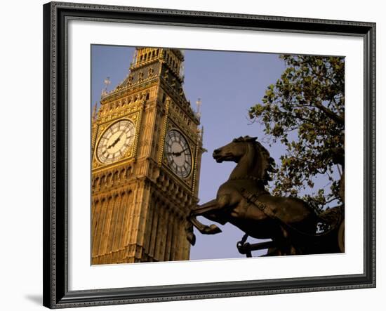 Big Ben Clock Tower, London, England-Walter Bibikow-Framed Photographic Print