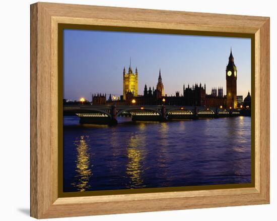 Big Ben, Houses of Parliament and River Thames at Dusk, London, England-Richard I'Anson-Framed Premier Image Canvas