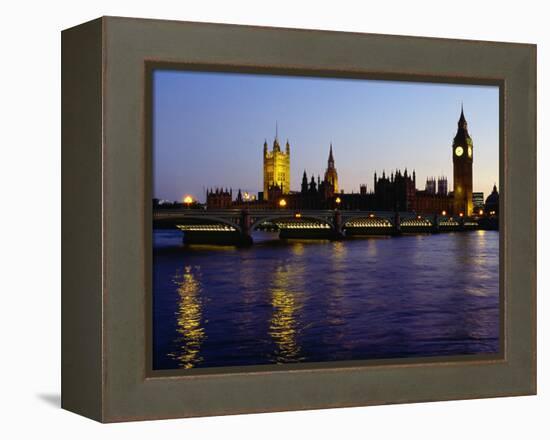 Big Ben, Houses of Parliament and River Thames at Dusk, London, England-Richard I'Anson-Framed Premier Image Canvas