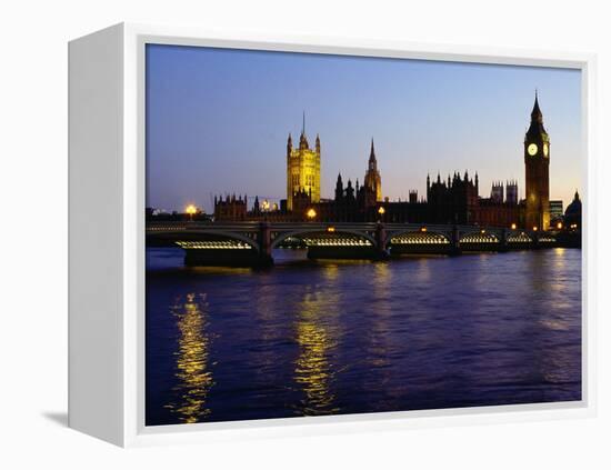 Big Ben, Houses of Parliament and River Thames at Dusk, London, England-Richard I'Anson-Framed Premier Image Canvas