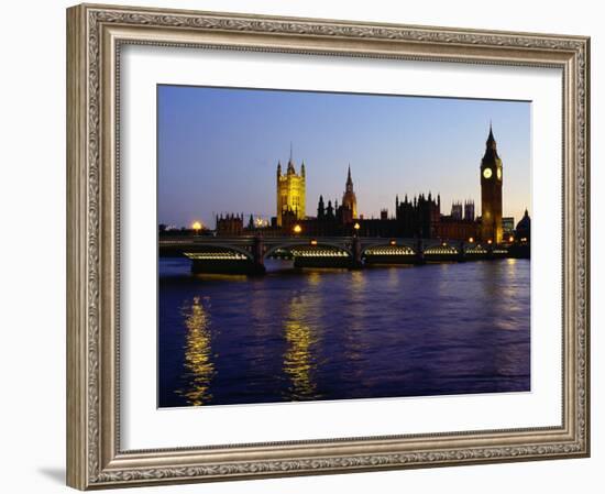 Big Ben, Houses of Parliament and River Thames at Dusk, London, England-Richard I'Anson-Framed Photographic Print