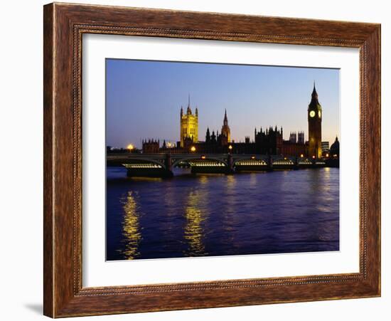 Big Ben, Houses of Parliament and River Thames at Dusk, London, England-Richard I'Anson-Framed Photographic Print