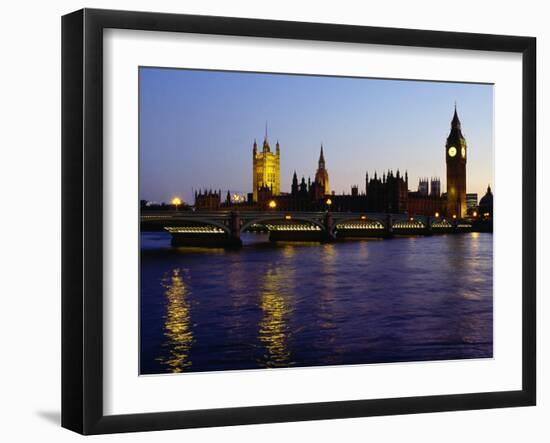 Big Ben, Houses of Parliament and River Thames at Dusk, London, England-Richard I'Anson-Framed Photographic Print