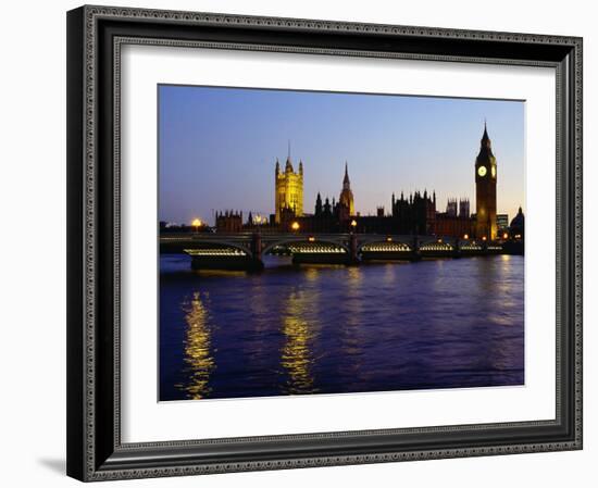 Big Ben, Houses of Parliament and River Thames at Dusk, London, England-Richard I'Anson-Framed Photographic Print