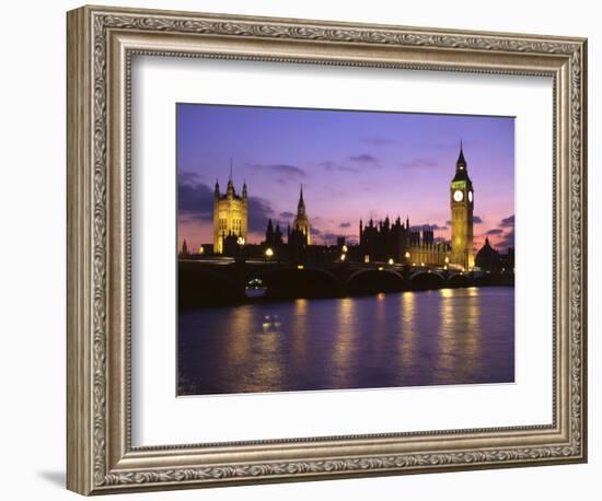 Big Ben, Houses of Parliament and the River Thames at Dusk, London, England-Howie Garber-Framed Photographic Print