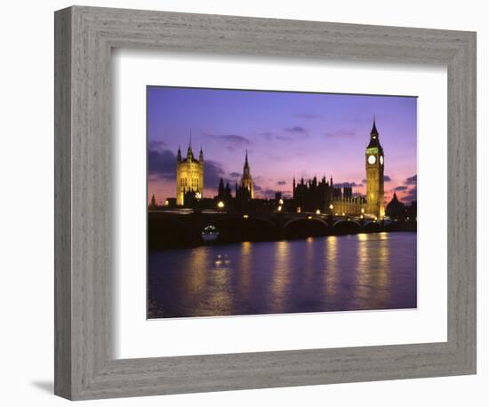 Big Ben, Houses of Parliament and the River Thames at Dusk, London, England-Howie Garber-Framed Photographic Print