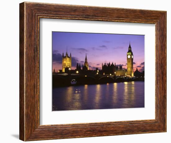 Big Ben, Houses of Parliament and the River Thames at Dusk, London, England-Howie Garber-Framed Photographic Print