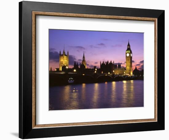 Big Ben, Houses of Parliament and the River Thames at Dusk, London, England-Howie Garber-Framed Photographic Print