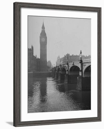 Big Ben Looming Above Westminster Bridge over the Thames-Carl Mydans-Framed Premium Photographic Print