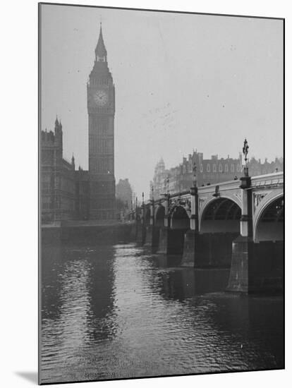 Big Ben Looming Above Westminster Bridge over the Thames-Carl Mydans-Mounted Premium Photographic Print
