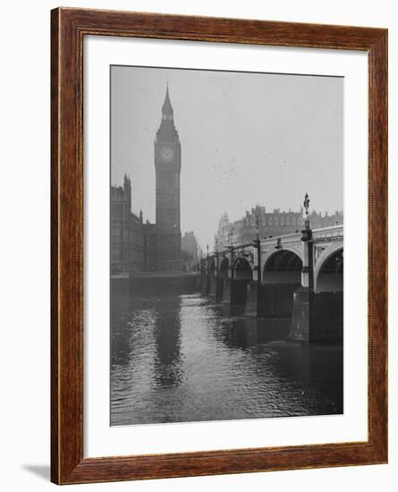 Big Ben Looming Above Westminster Bridge over the Thames-Carl Mydans-Framed Premium Photographic Print