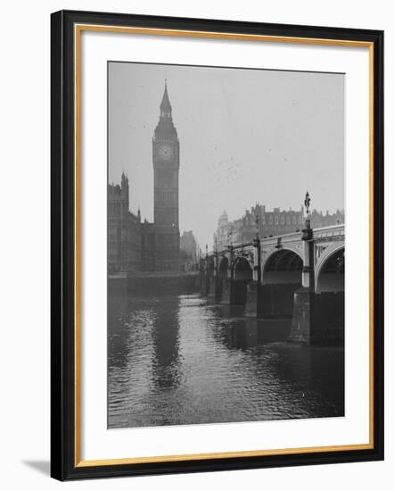 Big Ben Looming Above Westminster Bridge over the Thames-Carl Mydans-Framed Premium Photographic Print