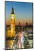 Big Ben (the Elizabeth Tower) and busy traffic on Westminster Bridge at dusk, London, England, Unit-Fraser Hall-Mounted Photographic Print