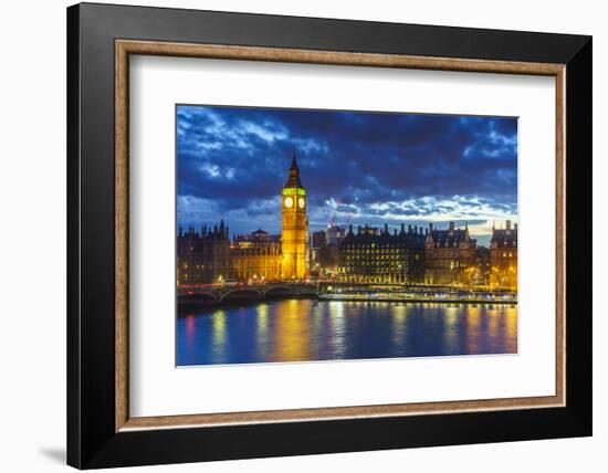 Big Ben (the Elizabeth Tower) and Westminster Bridge at dusk, London, England, United Kingdom, Euro-Fraser Hall-Framed Photographic Print