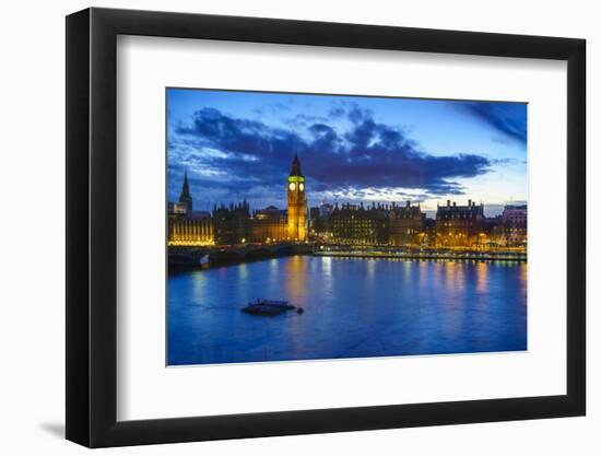 Big Ben (the Elizabeth Tower) and Westminster Bridge at dusk, London, England, United Kingdom, Euro-Fraser Hall-Framed Photographic Print