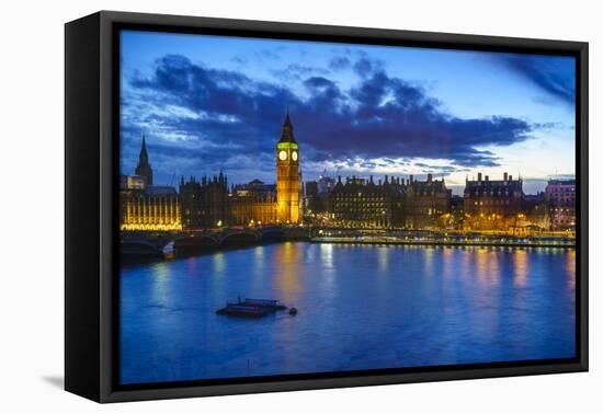 Big Ben (the Elizabeth Tower) and Westminster Bridge at dusk, London, England, United Kingdom, Euro-Fraser Hall-Framed Premier Image Canvas