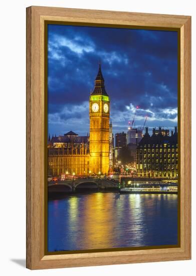 Big Ben (the Elizabeth Tower) and Westminster Bridge at dusk, London, England, United Kingdom, Euro-Fraser Hall-Framed Premier Image Canvas