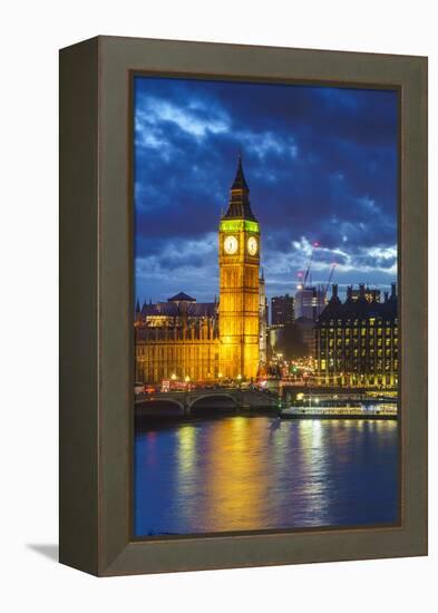 Big Ben (the Elizabeth Tower) and Westminster Bridge at dusk, London, England, United Kingdom, Euro-Fraser Hall-Framed Premier Image Canvas