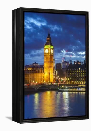 Big Ben (the Elizabeth Tower) and Westminster Bridge at dusk, London, England, United Kingdom, Euro-Fraser Hall-Framed Premier Image Canvas