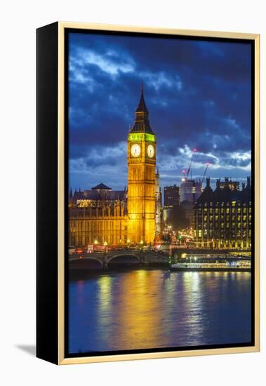 Big Ben (the Elizabeth Tower) and Westminster Bridge at dusk, London, England, United Kingdom, Euro-Fraser Hall-Framed Premier Image Canvas