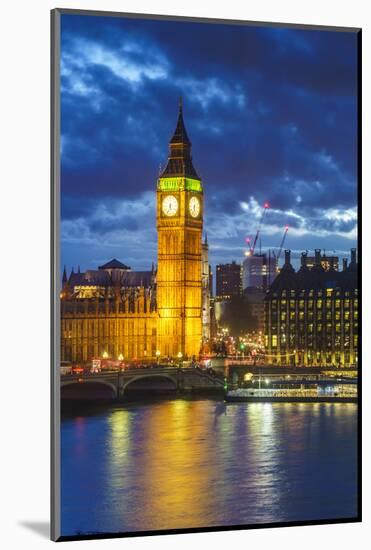 Big Ben (the Elizabeth Tower) and Westminster Bridge at dusk, London, England, United Kingdom, Euro-Fraser Hall-Mounted Photographic Print