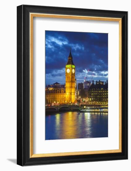 Big Ben (the Elizabeth Tower) and Westminster Bridge at dusk, London, England, United Kingdom, Euro-Fraser Hall-Framed Photographic Print